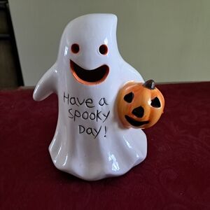 Halloween Ghost Figurine with Pumpkin